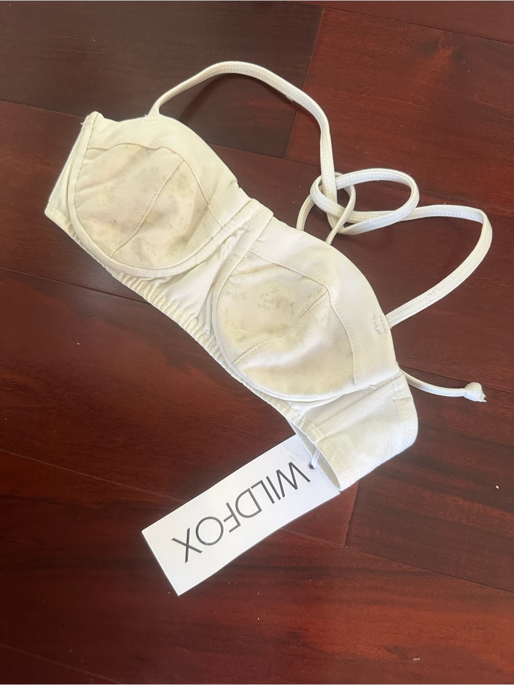 Wildfox Cream Bandeau Bikini Top with Thin Straps